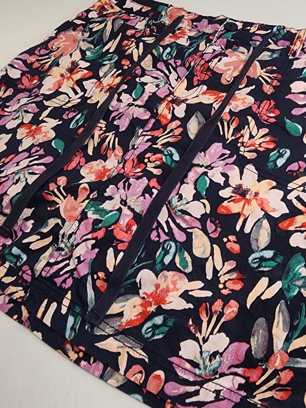 VTG Faded Glory Women's Size 14 Skort Black Floral Spring Skirt Short Spring Sum